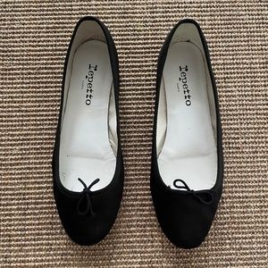 Black Satin Repetto Cendrillon Flats in Size FR 40